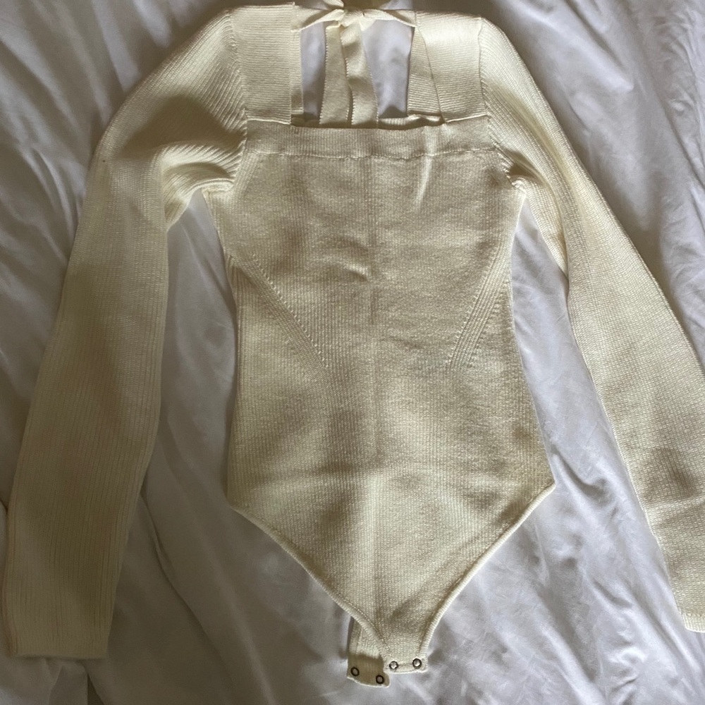 Square neck sweater cream Abercrombie & Fitch